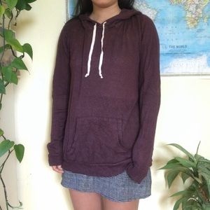 Brandy Melville Burgundy Knit Hoodie Sweater Top